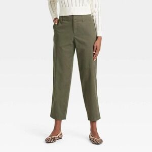 Women's High-Rise Tapered Ankle Chino Pants a New Day Olive 8 Cotton Spandex